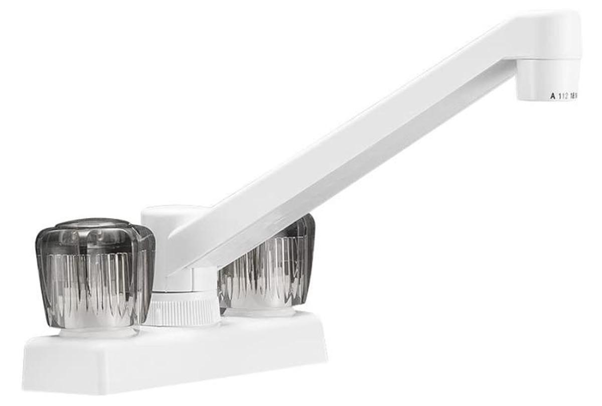 Two Handle 4" Kitchen Spout - Smoked Acrylic Knob Handle