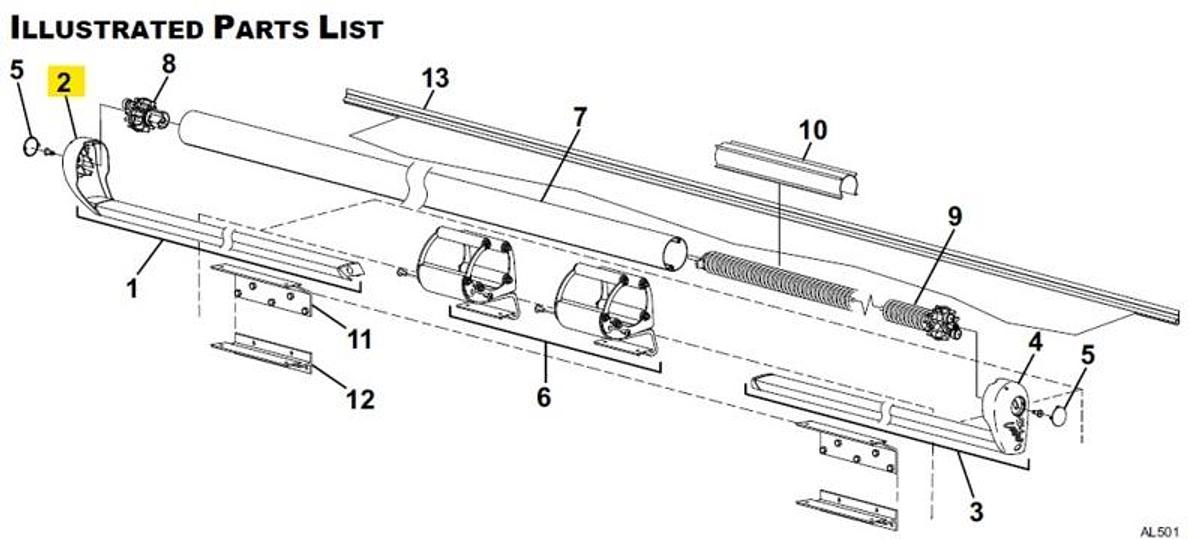 Alpine Awning Idler Side (lh) End Cap - Black