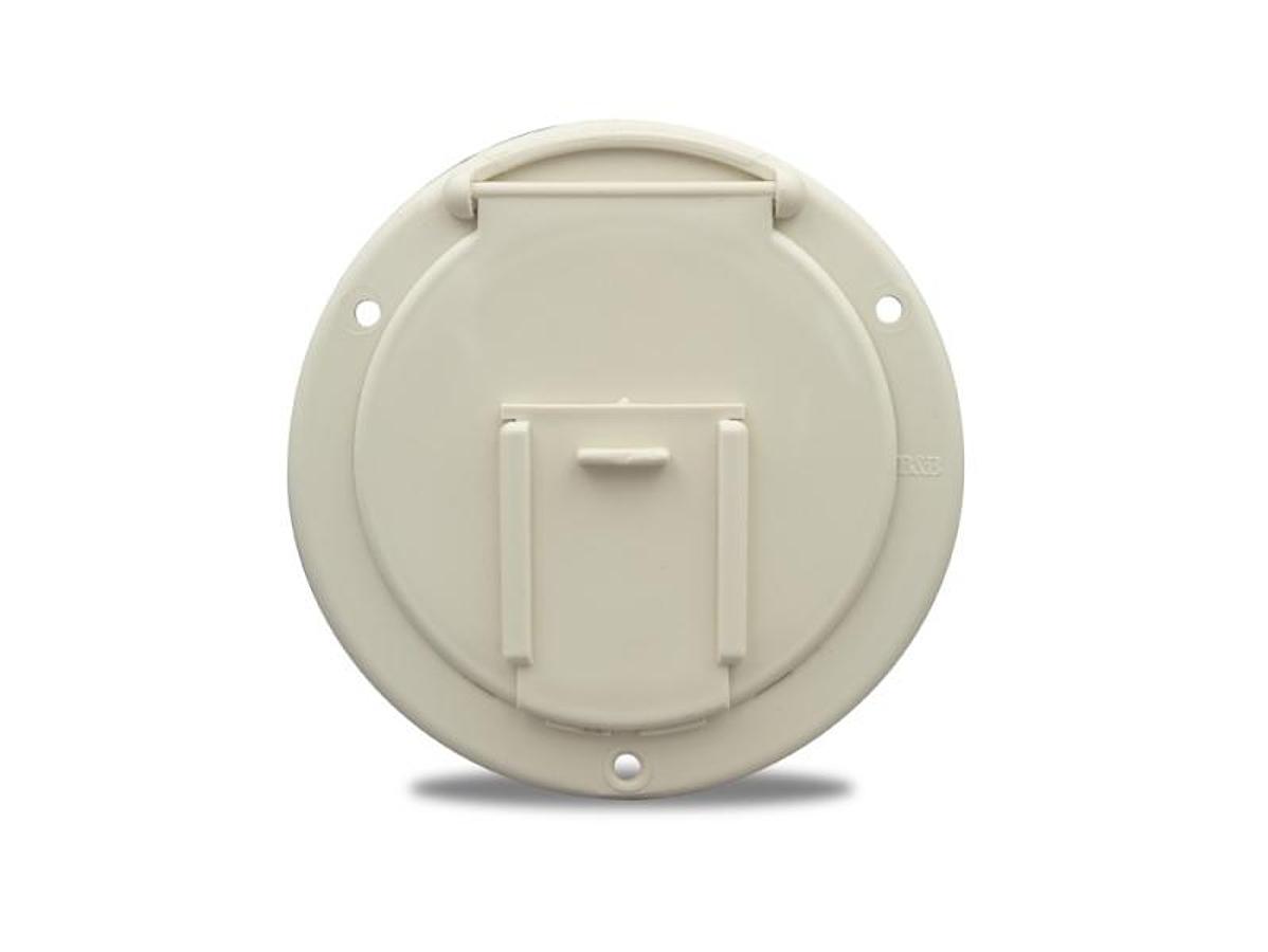 Round Electric Cable Hatch W/ Back - Colonial White
