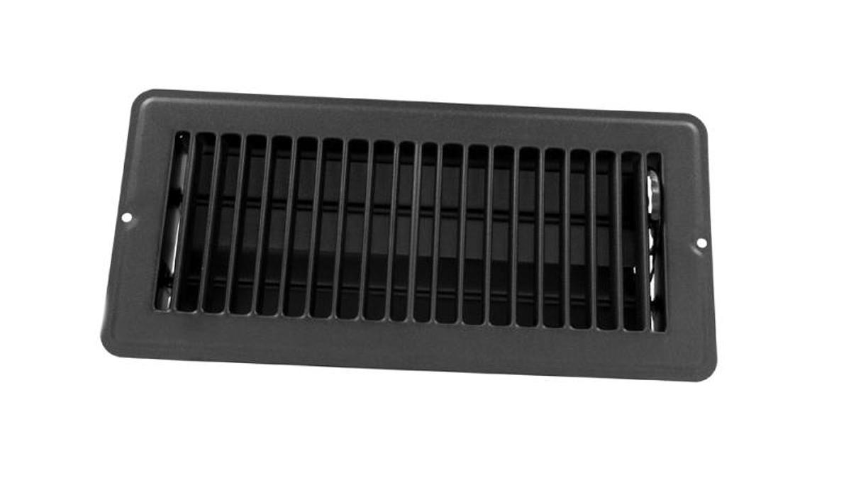 Metal Floor Register, Dampered 4" X 10" Black