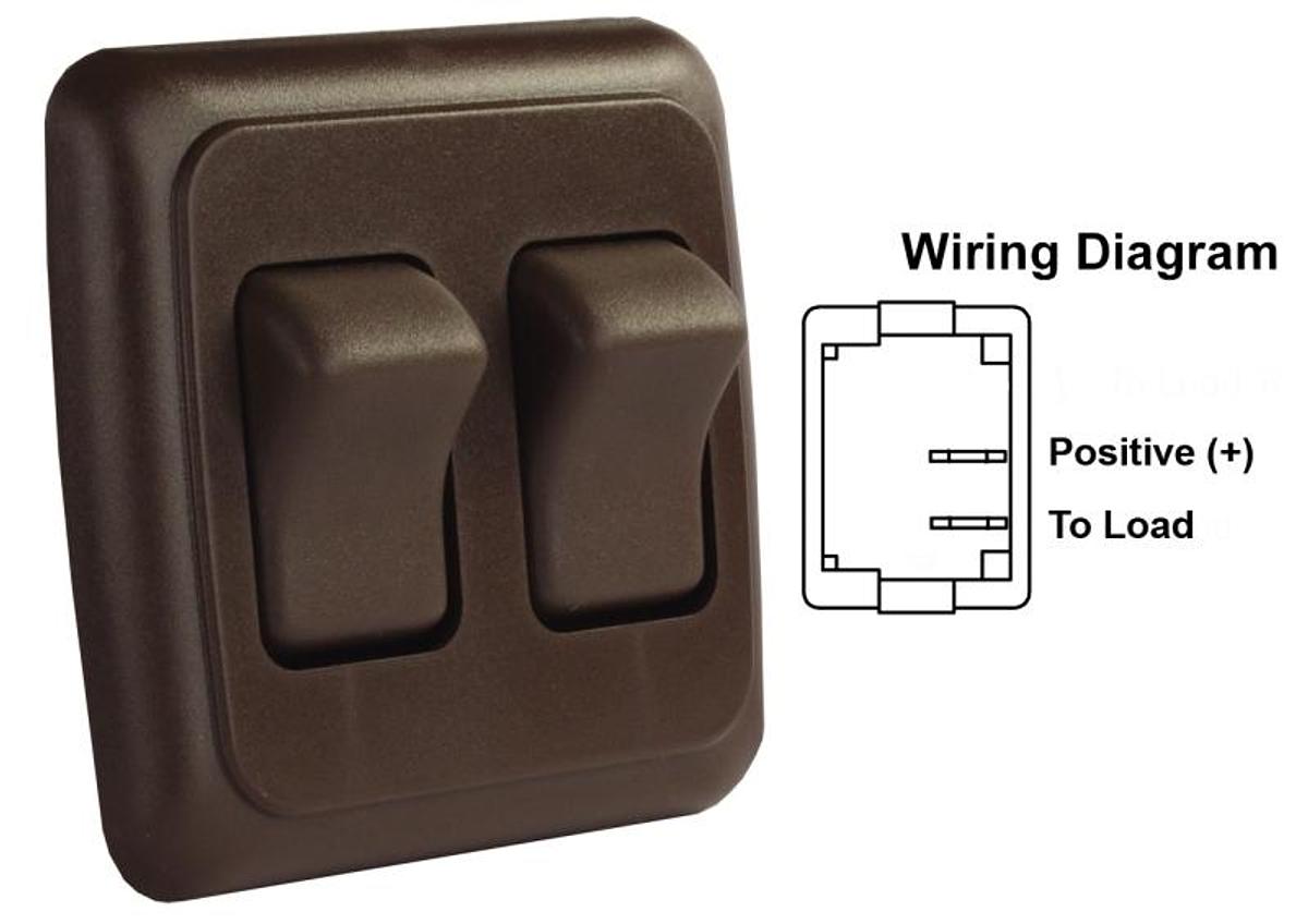 Switch Assembly Double On/off Rocker Switch With Bezel, Brown