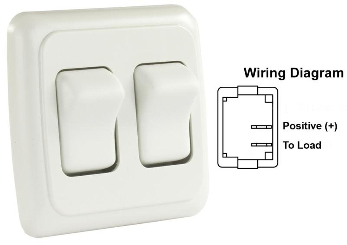 Switch Assembly Double On/off Rocker Switch With Bezel, White