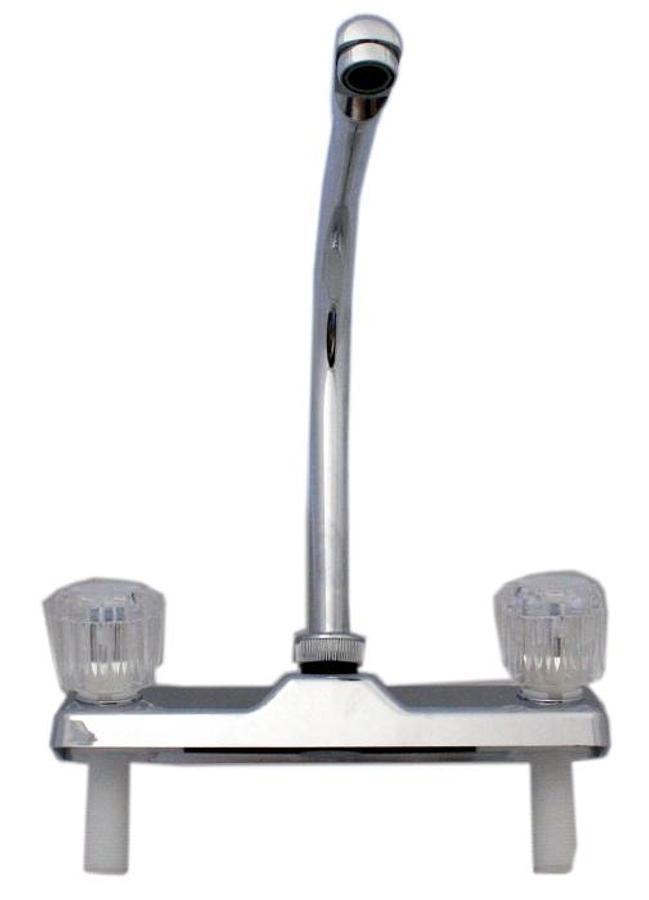 8" Chrome Deck W/ High Rise Spout Clear Handles