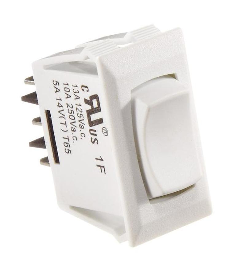 Rocker Switch, White 10 Amp Mom On/off Mom On Spdt