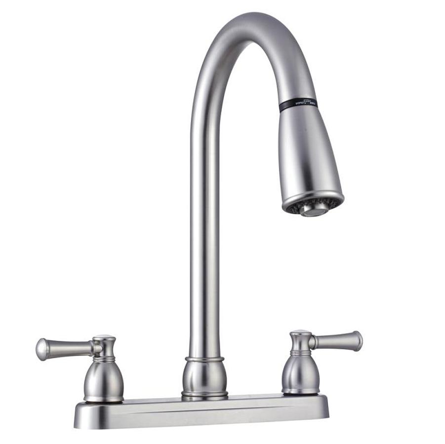 Non-metallic Dual Lever Pull-down Rv Kitchen Faucet - Brushed Satin Nickel