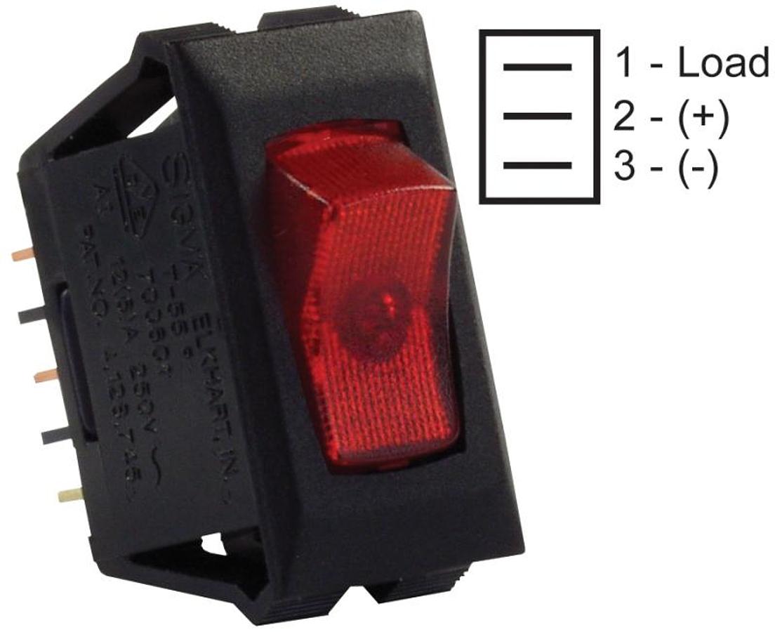 Switch On/off Illuminated Red/black 1/pkg 12v