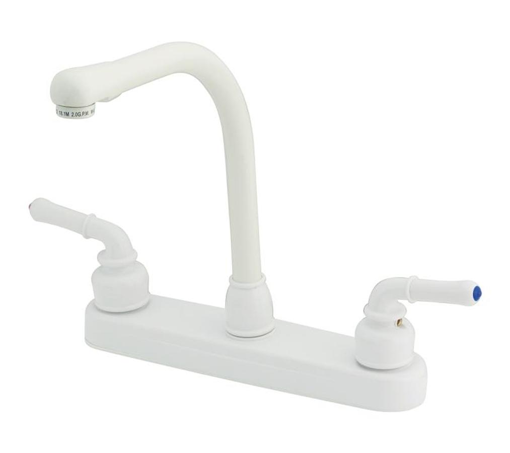 Faucet - 8" Non-metallic W/teapot Handles And Hi-rise Spout White Finish