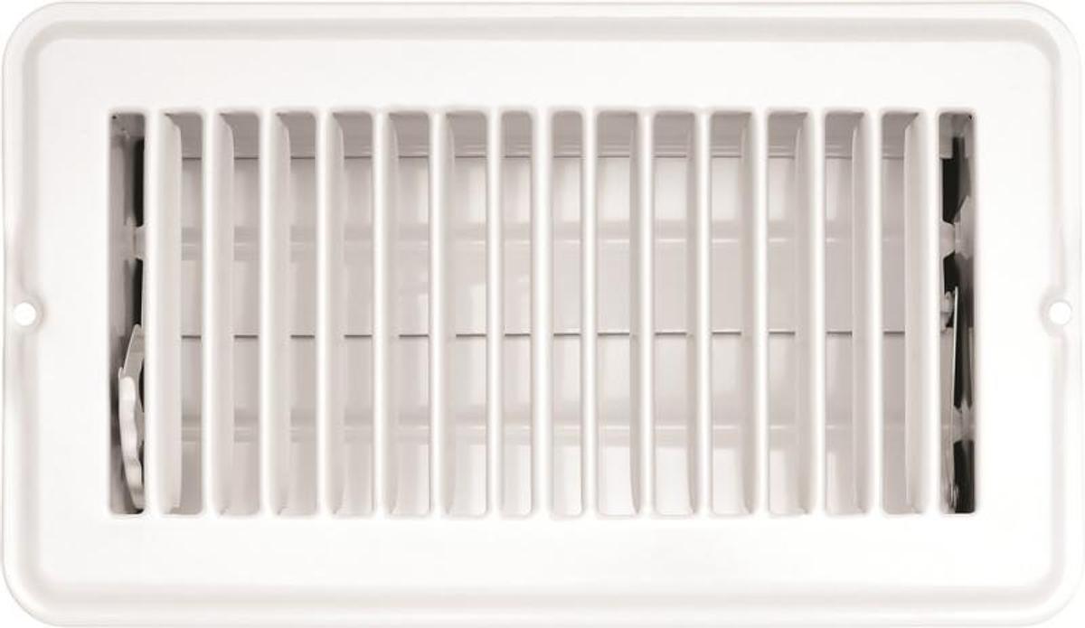 Vent Register, White Metal, Dampered, 4" X 8"