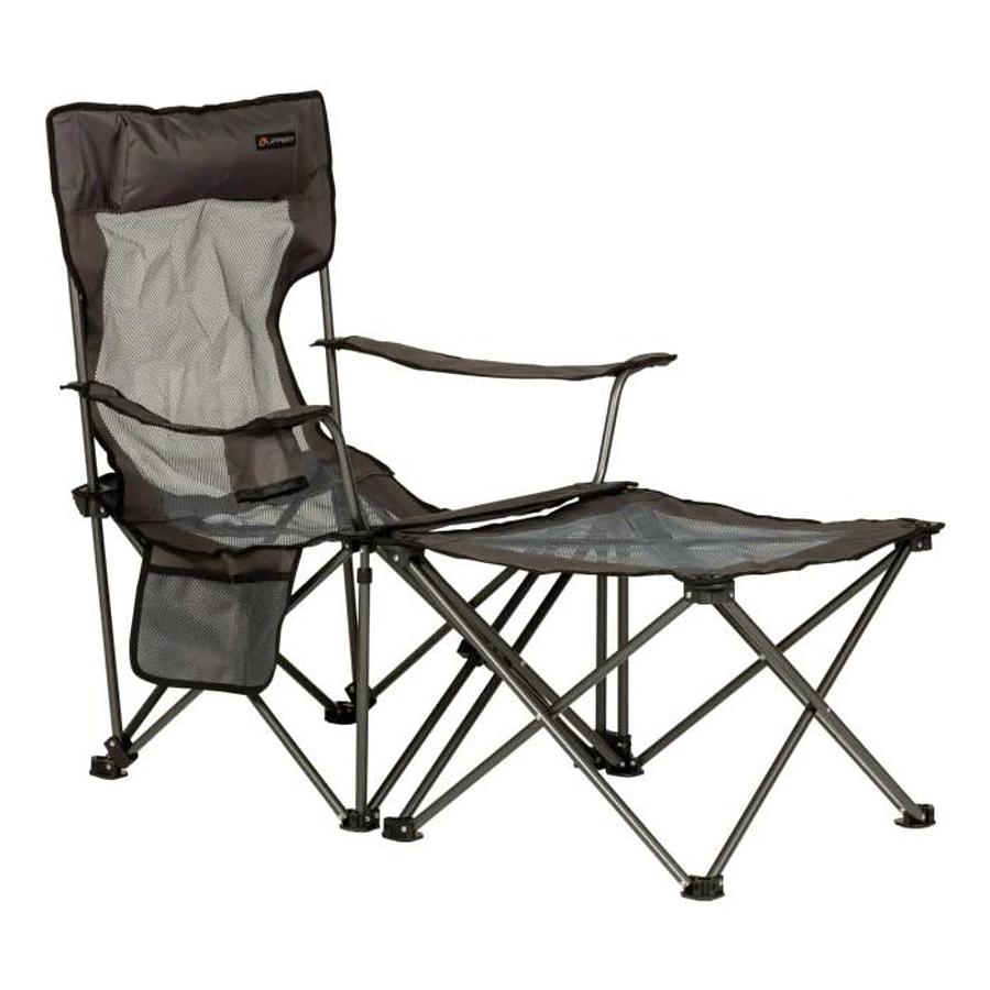 Lippert Sun Soaker Reclining Camping Chair W/ Footrest - Dark Grey