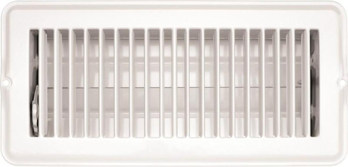 Vent Register, White Metal, Dampered, 4" X 10"