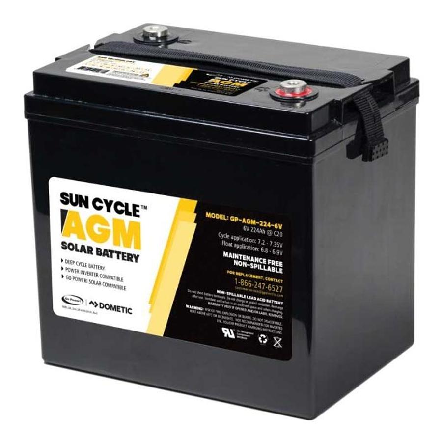 Agm (absorbent Glass Mat) Solar Battery 224 Amp-hour 6 Volt (gp-agm-224-6v)