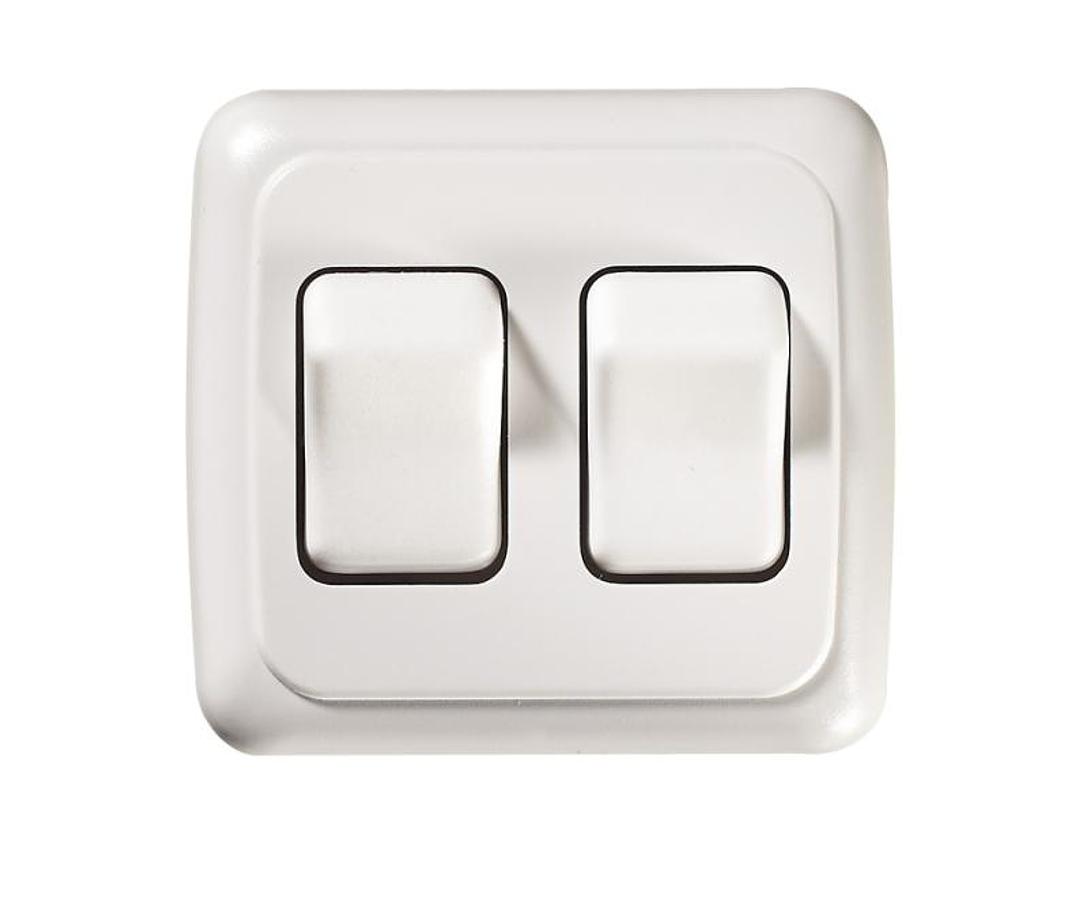 Contoured Wall Switch, White, Double On/off Spst