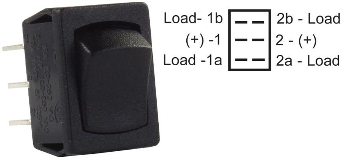 Switch Mini Double Pole On/on Black 12v 1/pkg
