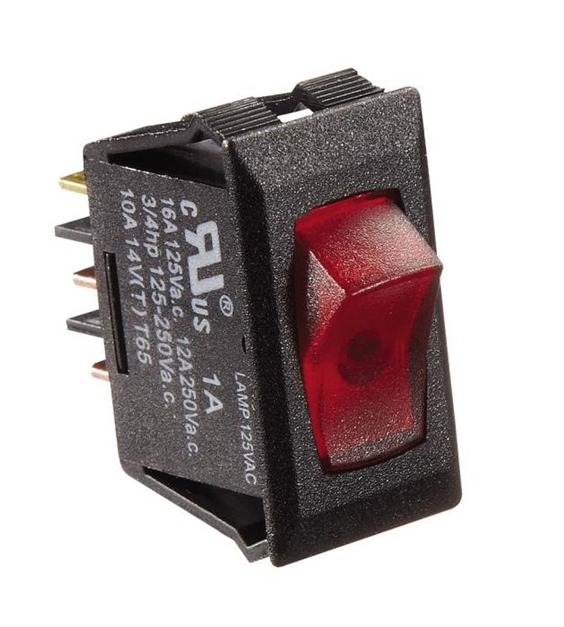 Rocker Switch Illuminated, Black/red