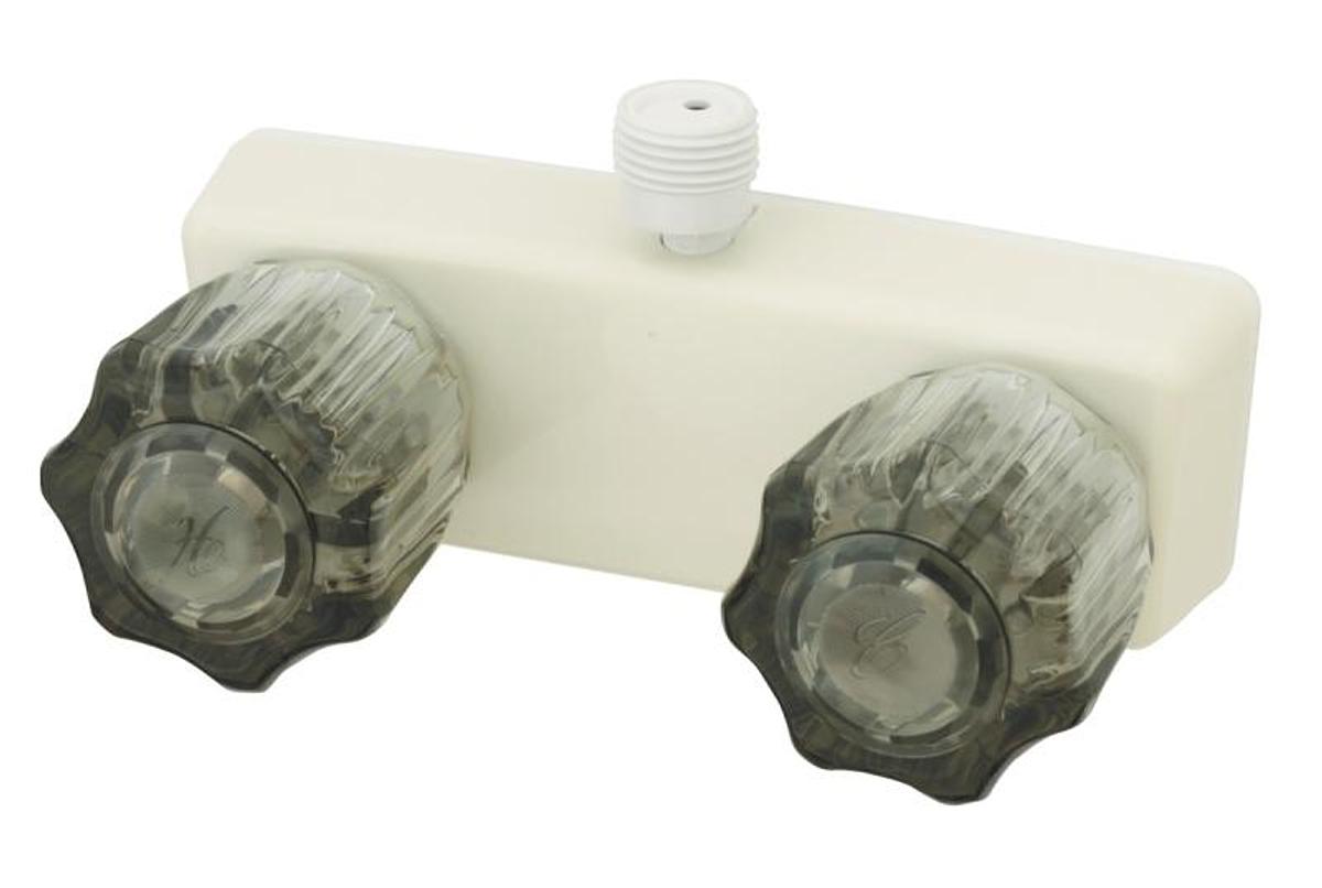 Shower Valve - 4" Non-metallic W/smoke Acrylic Handles And Biscuit Finish