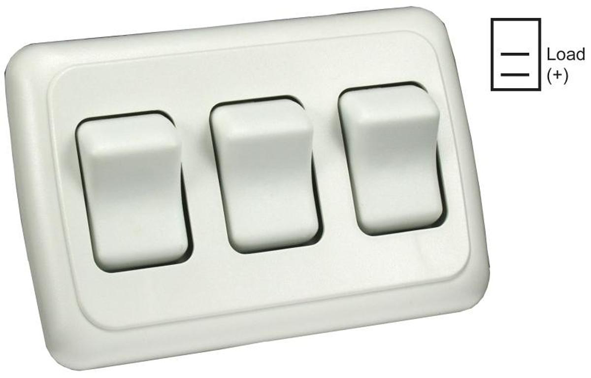 Switch Assembly Triple On/off Rocker Switch With Bezel, White