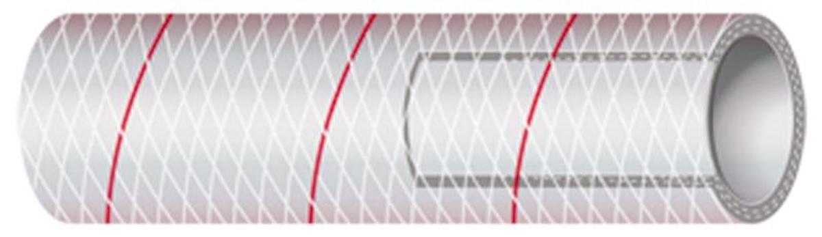 Reinforced Red Tracer Pvc Tubing 3/8" X 50' Clear