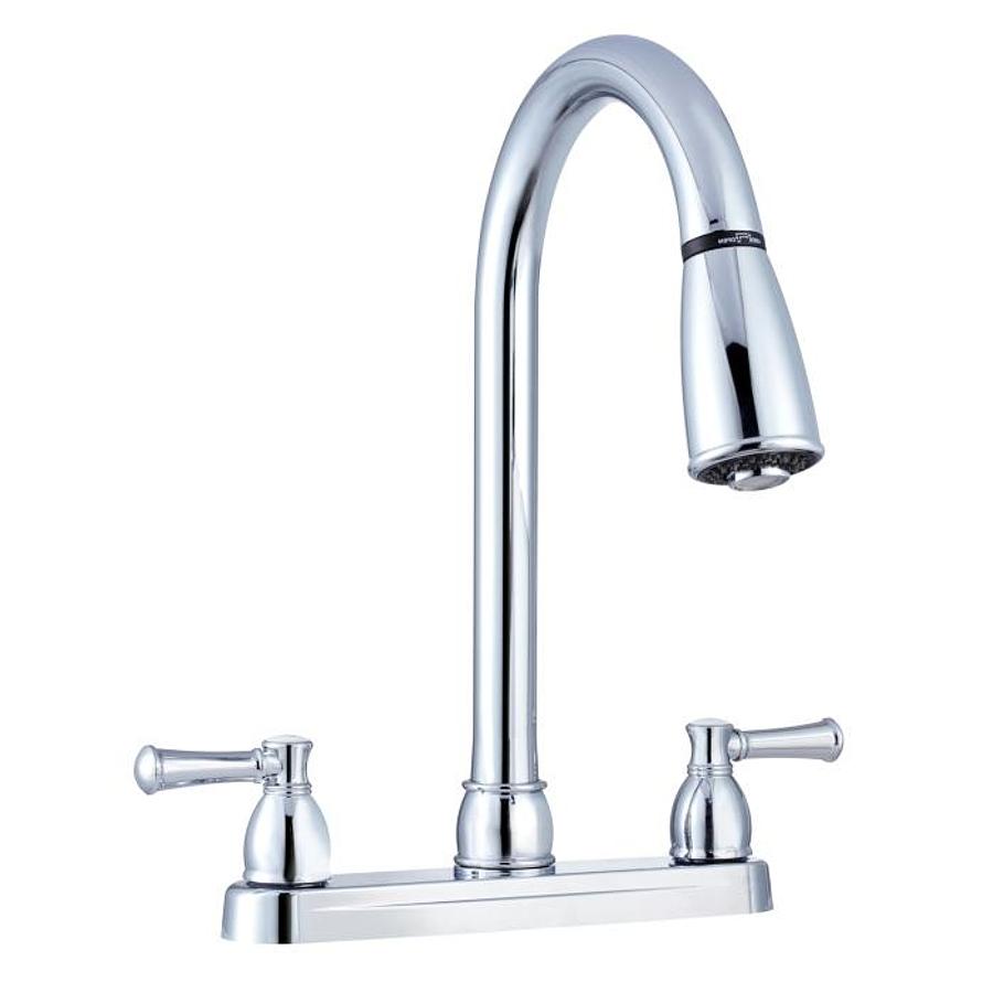Non-metallic Dual Lever Pull-down Rv Kitchen Faucet - Chrome Polished