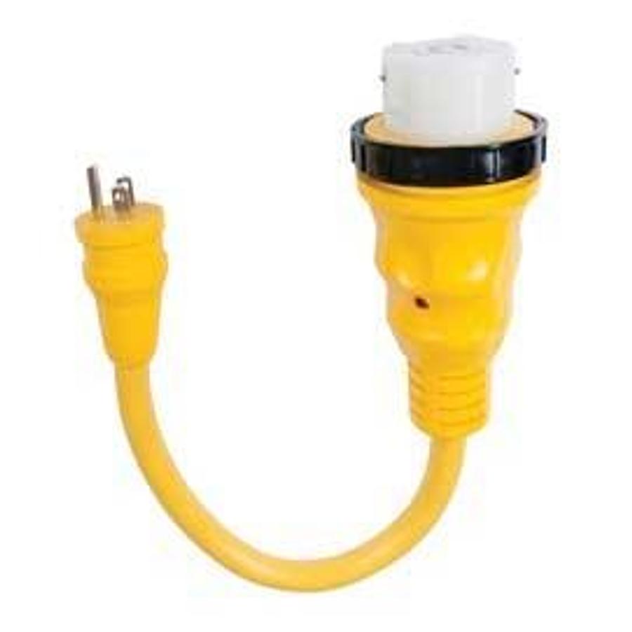Adapter - 50 Amp 125/250v Female Connector To 15 Amp Straight Blade