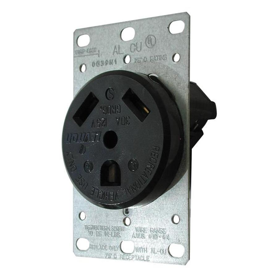 30 Amp Female Receptacle W/ Plate