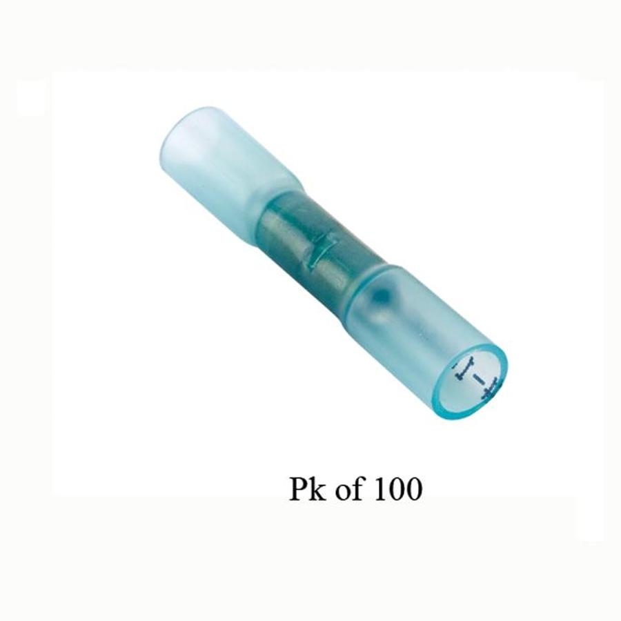 Heat Shrink Butt Connector 16-14 Gauge Blue Nylon 100/pk