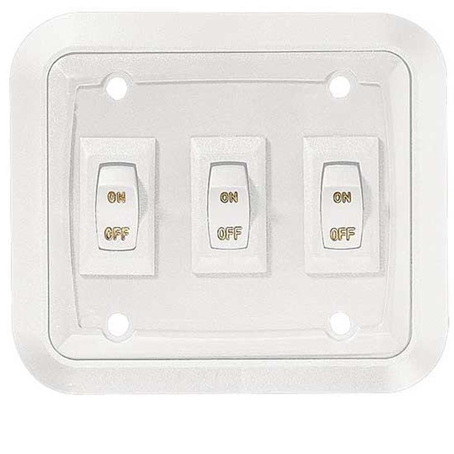 Wall Plate Switch, White, Triple