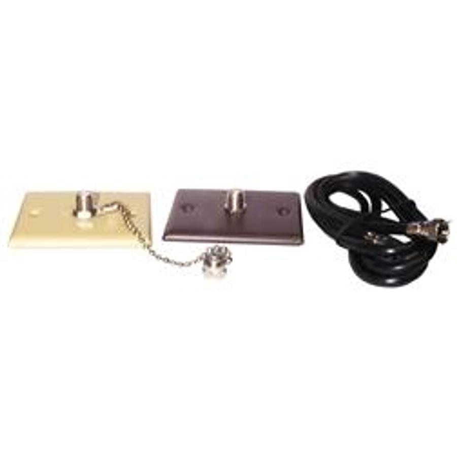 Cable Tv Lead In Kit - Beige Exterior Plate, Walnut Interior Plate