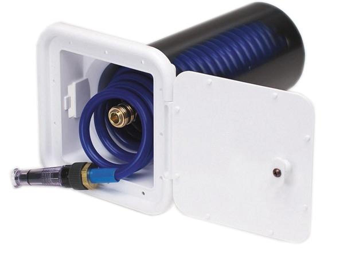 Spray Away With 15' Coil Hose Nozzle And Brass Fittings - White