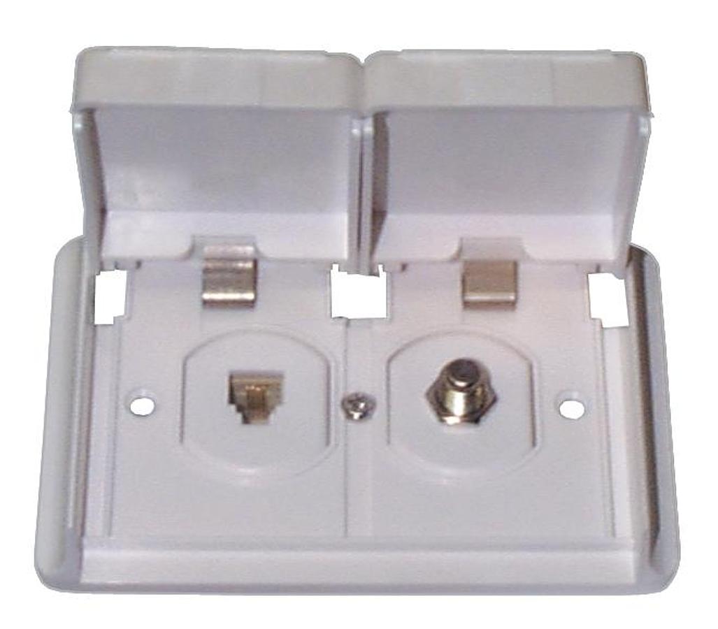 Duplex Exterior Tv/phone Receptacle - White