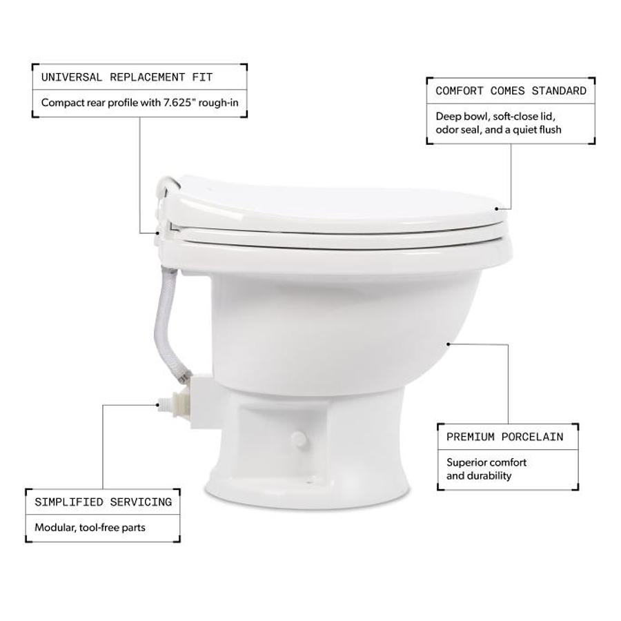 411  Series Rv Toilet Ceramic Short White