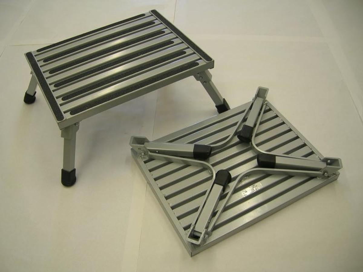 Large Folding Platform Step Silver