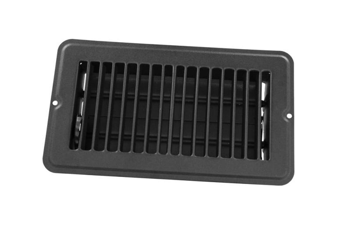 Metal Floor Register, Dampered 4" X 8" Black