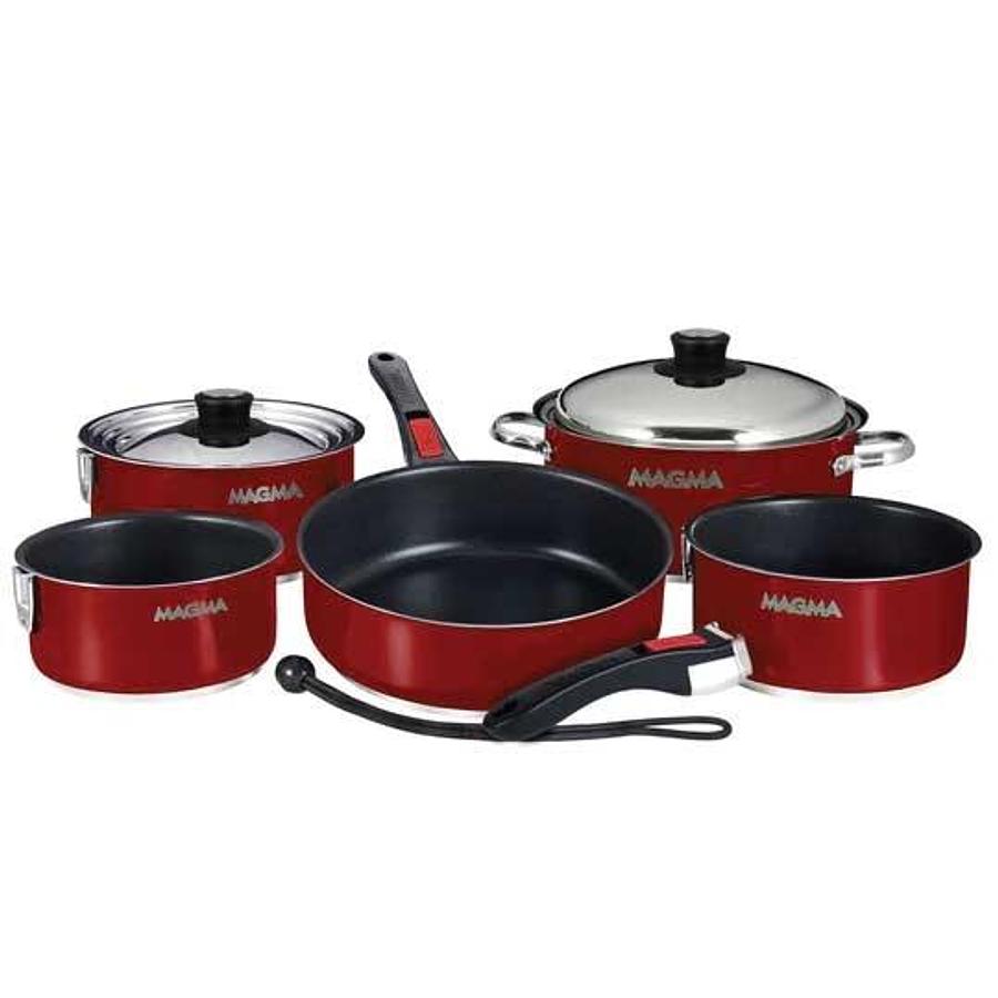 Magma Non-stick Induction Cookware Nestable 10pc Magma Red Stainless Steel