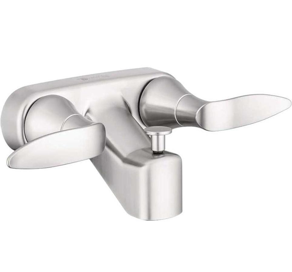 Rv Tub & Shower Faucet Valve Diverter With Winged Levers Brushed Nickel