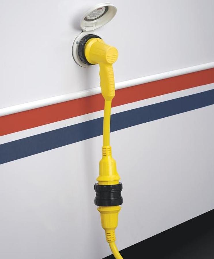 Rv Adapter Right Angle 30 Amp Female Locking 30 Amp Locking W/ Sealing Collar