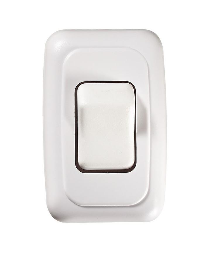 Contoured Wall Switch, White, Single On/off Spst