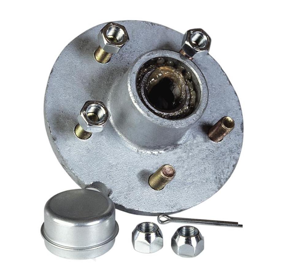 Wheel Hub Kit Pre-greased 5 Stud 1250#  1" Bearings With Lug Nuts Galvx