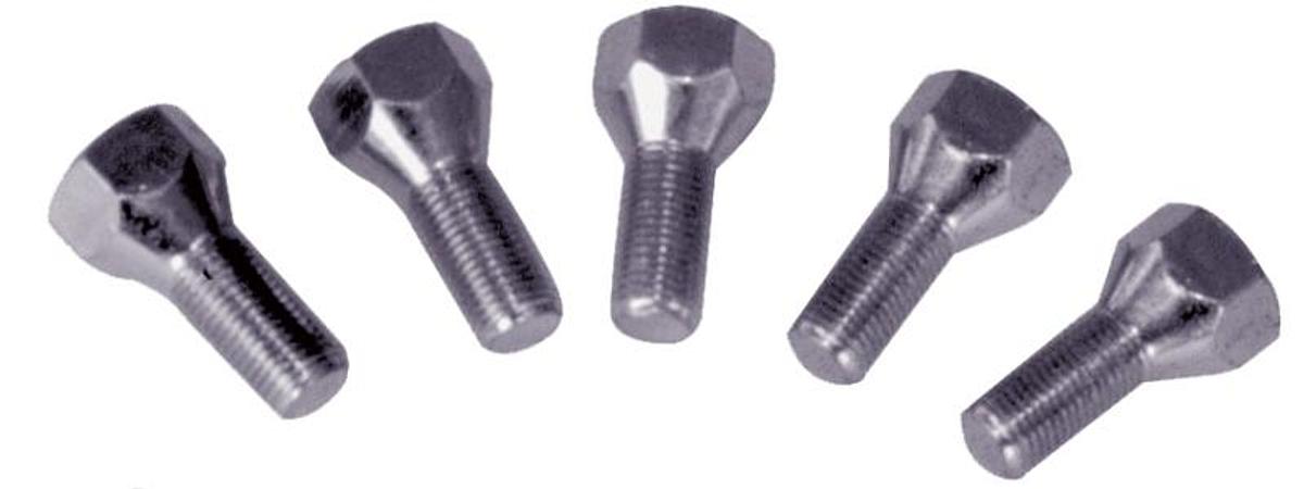 Wheel Bolt - Diameter: 1/2", Pitch: 20, Length: .88", Head: 13/16", Finish: Zinc Plated 5 Per Card