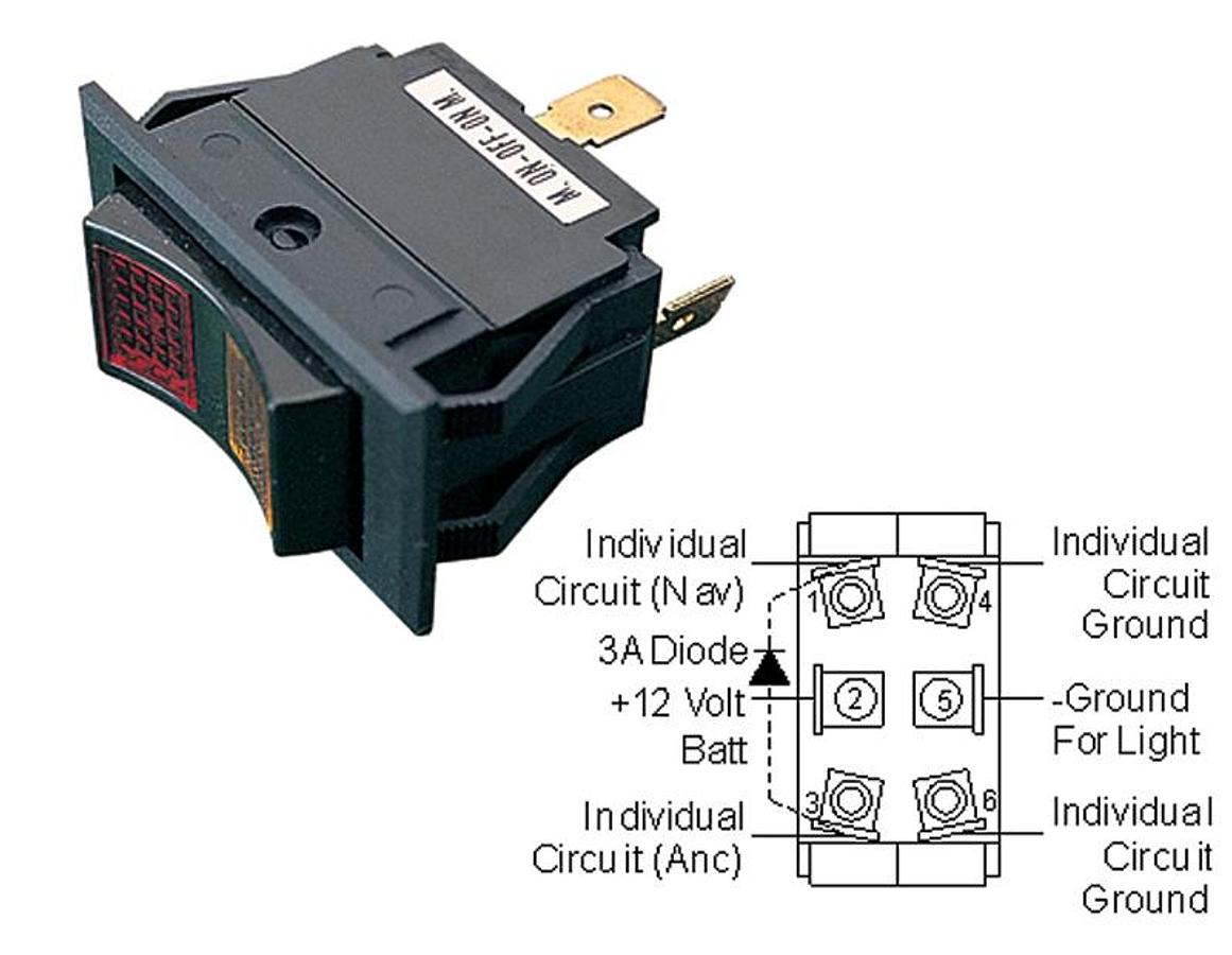 Rocker Switch (dp) Illuminate On/off/on - Red/yellow Lense Color