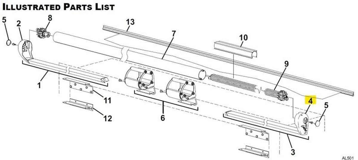 Alpine Awning Motor Side (rh) End Cap - Black