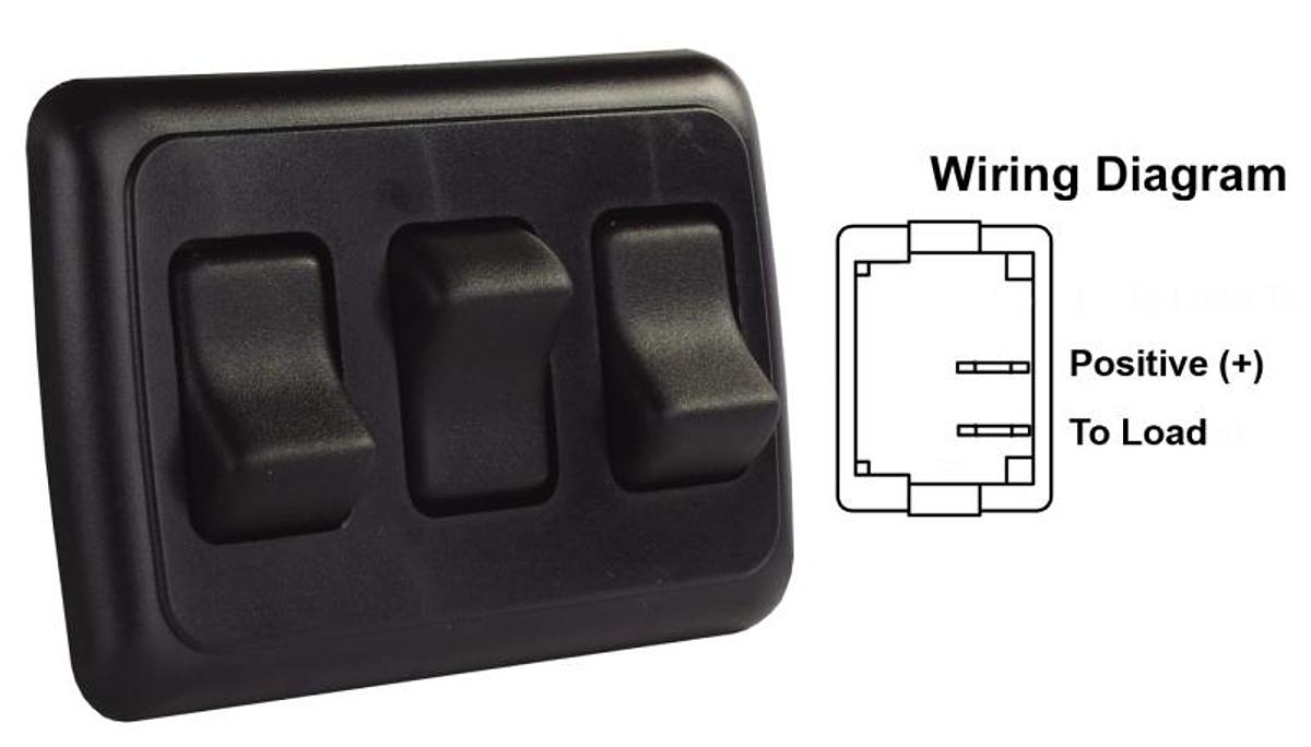 Switch Assembly Triple On/off Rocker Switch With Bezel, Black