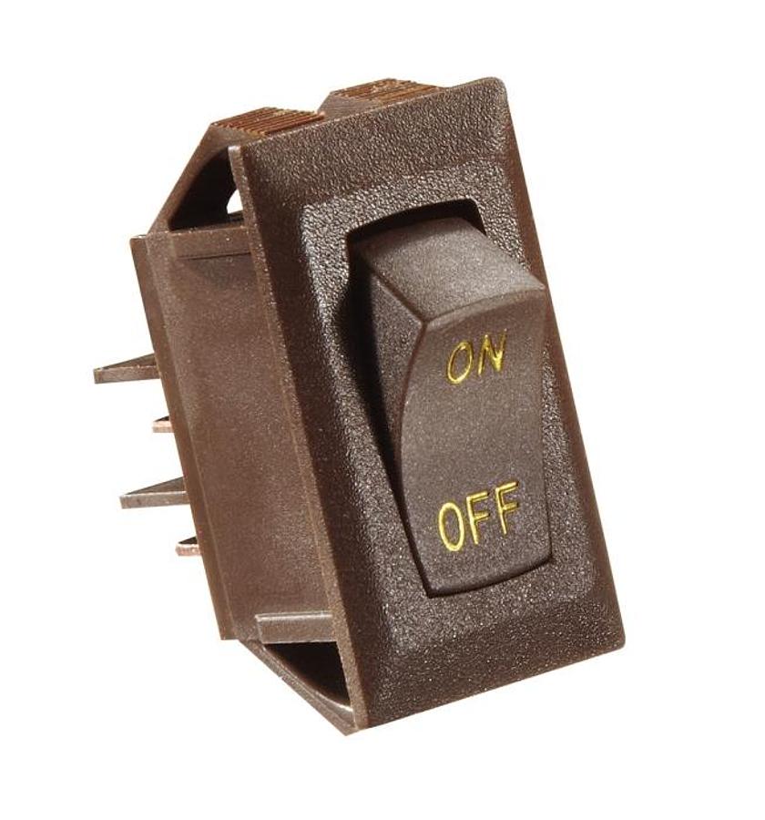 Rocker Switch Brown W/gold Text, 10 Amp, On/off Spst
