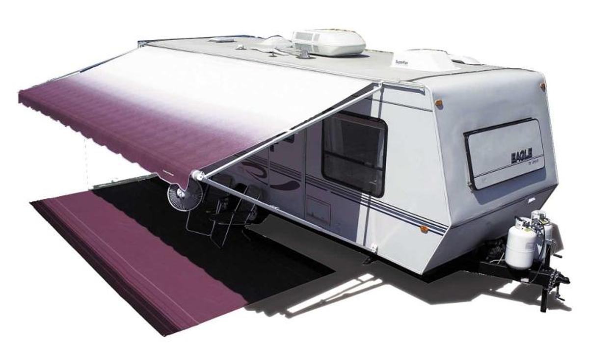 Fiesta Awning 15' Teal Dune Stripe White Weatherguard And Castings