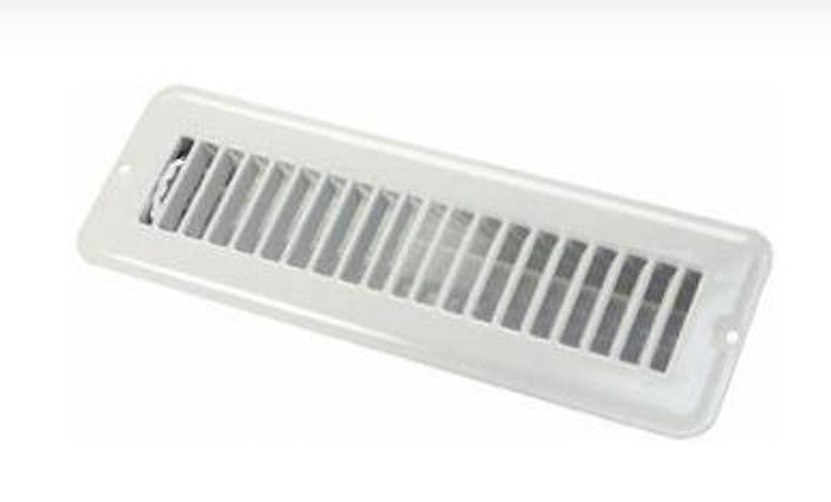 Metal Floor Register, Dampered - 2" X 10" - White