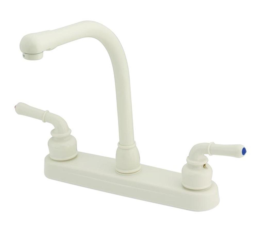 Faucet - Kitchen 8" Non-metallic W/teapot Handles And Hi-rise Spout Biscuit Finish