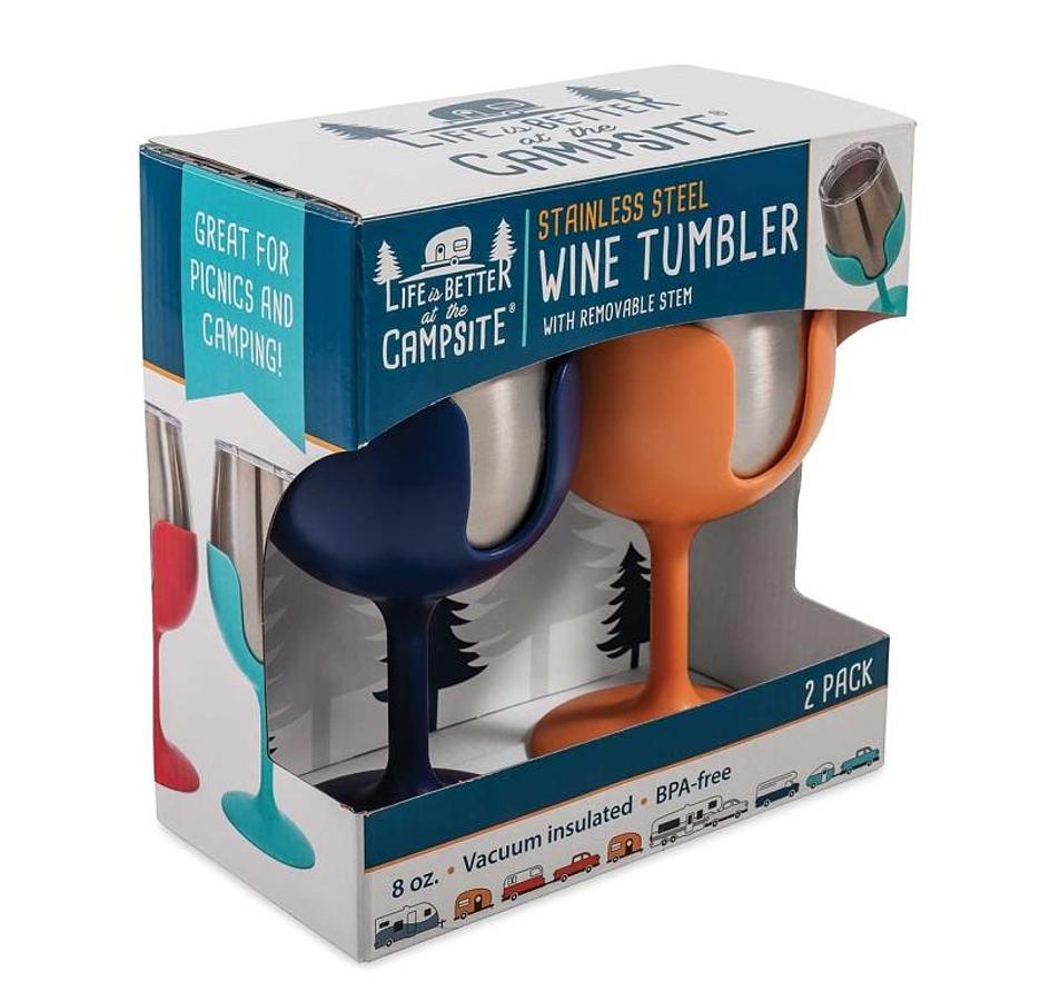 Wine Tumbler - Navy/peach - 2 Pack