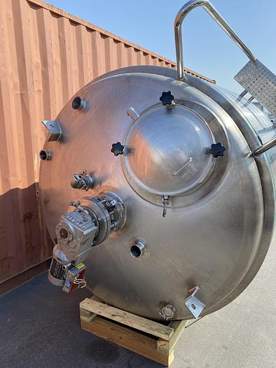 Used Paul Mueller 1000 Gallon Stainless Steel Jacketed Reactor w/ 5 HP Motor