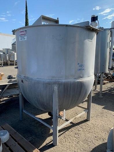 Used 1971 Lee 1,000 Gal Stainless Steel Jacketed Mix Kettle W/ Sickle Agitator
