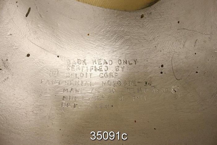 Unused Beloit 36" Dryer Can Head, Back, 75 PSI, 32F #35091