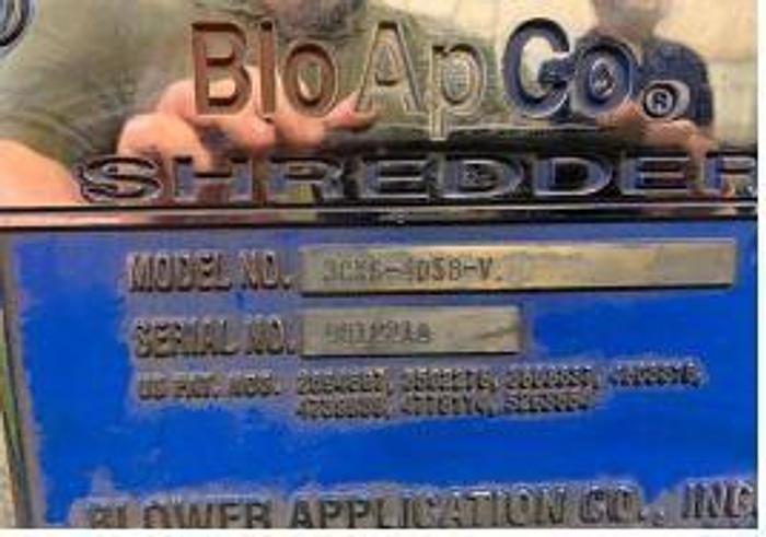 Used BLOAPCO SHREDDER MODEL 3CXS-4058-V W/ CONVEYOR 40 HP